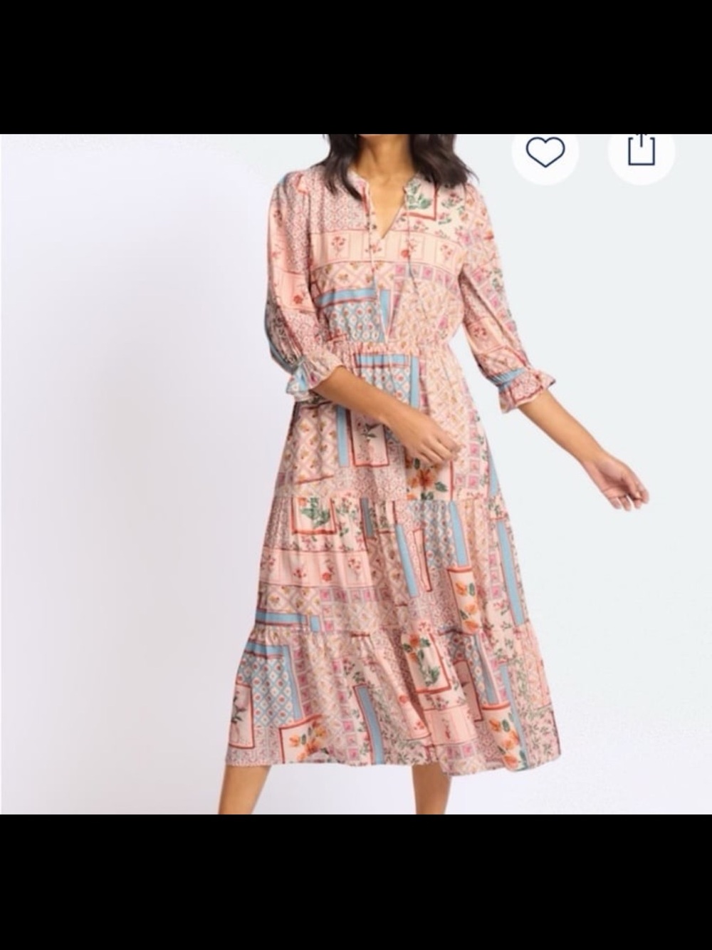 Skies Are Blue Patchwork Maxi Dress in Blush and Light Blue